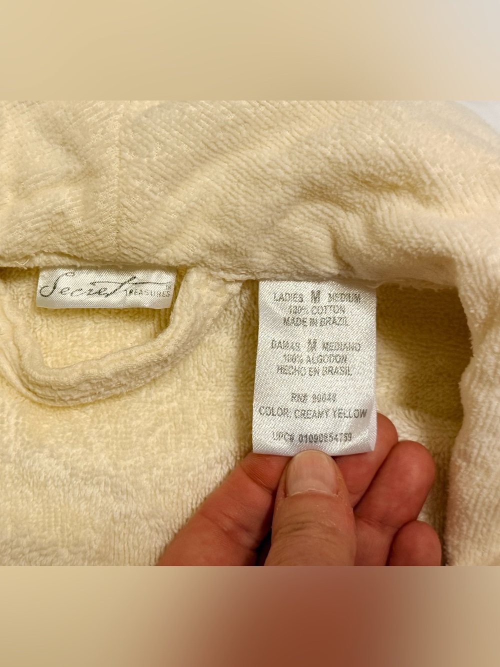 Secret Treasures Terry Bath Robe with Belt | Creamy Yellow - Picture 10 of 11